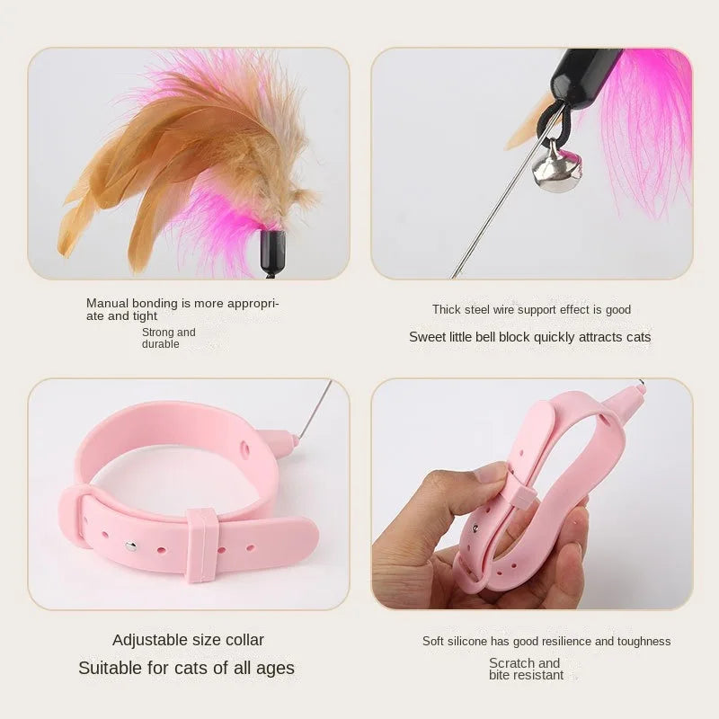 Jouets Interactifs pour Chats - Baguette Amusante avec Plume et Clochette